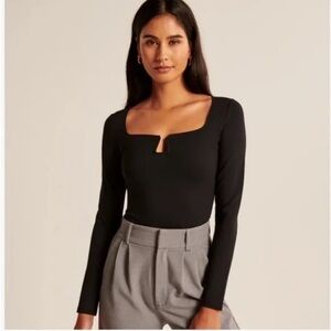 Brown Abercrombie & Fitch Notch Bodysuit